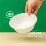 12 oz | (340ml) Round Sugarcane Bagasse Bowls | Compostable Disposable Bowls | 1000 pcs