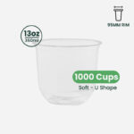 13oz | U-Shape | Clear | Soft PP Plastic Cold Cup | 95mm | 360ml | 1000 pcs