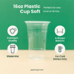 16oz | A-Shape | Clear | Soft PP Clear Plastic Cup | 95mm | 500ml | 1000 pcs - Image 3