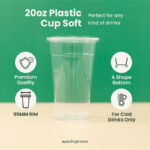 20oz | A-Shape | Clear |Soft PP Clear Plastic Cup | 95mm | 600ml | 1000 pcs - Image 3
