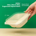 24/32/40oz | PET LID |Sugarcane Square Bowl | 500 pcs - Image 2