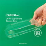 24/32/40oz | PET LID |Sugarcane Square Bowl | 500 pcs
