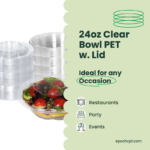 24oz Disposable Salad Bowls with Dome Lids / Clear - Image 5