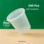 Deli Containers with Lids | 16oz, 24oz or 32oz | Clear | Plastic Food Storage Containers | 240 Sets