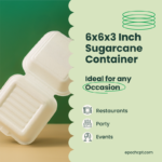 6x6x3 Sugarcane Takeout Containers – 1 Compartment - Image 5