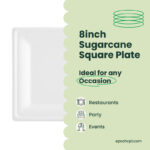 8 inches | Sugarcane Square Plates | Compostable Disposable Bowls | 500 pcs - Image 5