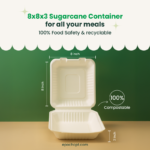 8x8x3 Sugarcane Takeout Containers – 1 Compartment - Image 3