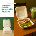 8x8x3 Sugarcane Takeout Containers – 1 Compartment - Image 4