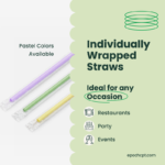 Individually Wrapped Straws | 0.7cm x 23cm | Colors, Clear or Black | 2000 pcs - Image 5