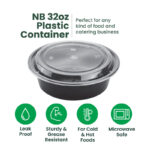 729 | 32oz PP Black Container | Takeout Food Bowl | 150 Sets - Image 4