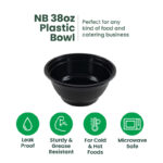 NB38 | 38oz PP Black Noodle Bowl | Takeout Food Bowl | 150 Sets - Image 3