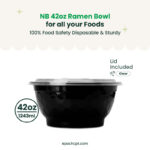 NB42 | 42oz PP Black Noodle Bowl | Takeout Food Bowl | 150 Sets - Image 4