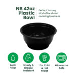NB42 | 42oz PP Black Noodle Bowl | Takeout Food Bowl | 150 Sets - Image 3