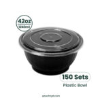 NB42 | 42oz PP Black Noodle Bowl | Takeout Food Bowl | 150 Sets