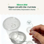 98mm | PETE Ultra Clear Sipper Lid with Die-Cut Hole | for PET Cups | 1000 pcs - Image 4