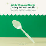 4-Pack White Wrapped Plastic Cutlery Set with Napkin | 250 Sets - Image 4