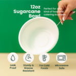 12 oz | (340ml) Round Sugarcane Bagasse Bowls | Compostable Disposable Bowls | 1000 pcs - Image 3