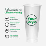 24oz | U Shape | Crystal Plastic Cup Hard | 90mm | 700 ml | 500 pcs - Image 10