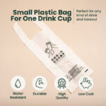 Small Plastic Bag for One Drink Cup | Disposable Beverage Carry Bag - Image 3
