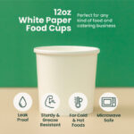 12 oz | White Double Poly-Coated Paper Food Cup | Disposable Soup Cup | 500 pcs - Image 3