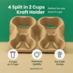 4-Split in 2 Kraft Holder for Cups | 400 pcs - Image 3