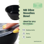 NB38 | 38oz PP Black Noodle Bowl | Takeout Food Bowl | 150 Sets - Image 5