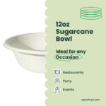 12 oz | (340ml) Round Sugarcane Bagasse Bowls | Compostable Disposable Bowls | 1000 pcs - Image 5
