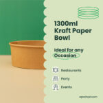 1300ml | 42oz Round Kraft Microwavable Take-Out Bowl | 300 pcs - Image 6