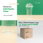 16oz | A-Shape | Clear | Soft PP Clear Plastic Cup | 95mm | 500ml | 1000 pcs - Image 5