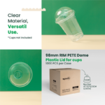 98mm | PETE Ultra Clear Dome Lid with Die-Cut Hole | for PET Cups | 1000 pcs - Image 5