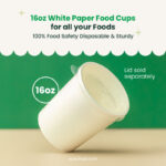 16 oz | White Double Poly-Coated Paper Food Cup | Disposable Food Cup | 1000 pcs - Image 4