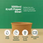 1000ml | 32oz Round Kraft Microwavable Take-Out Bowl | 300 pcs - Image 2
