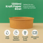 1300ml | 42oz Round Kraft Microwavable Take-Out Bowl | 300 pcs - Image 2