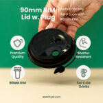 90mm | Plastic Lid with Plug | Black, White, Clear, Frosted | 1000 pcs - Image 3