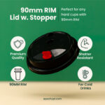 90mm | Plastic Cup Lid with Stopper | 1000 pcs - Image 3