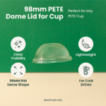 98mm | PETE Ultra Clear Dome Lid with Die-Cut Hole | for PET Cups | 1000 pcs - Image 3