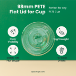 98mm | PETE Ultra Clear Flat Lid with Die-Cut Hole | for PET Cups | 1000 pcs - Image 3