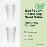 16oz | A Shape | Crystal Plastic Cup Hard | 90mm | 500 ml | 500 pcs - Image 6