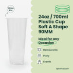 24oz | A-Shape | Clear |Soft PP Clear Plastic Cup | 90mm | 700ml | 1000 pcs - Image 6