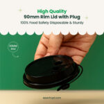90mm | Plastic Lid with Plug | Black, White, Clear, Frosted | 1000 pcs - Image 4