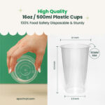 16oz | A Shape | Crystal Plastic Cup Hard | 90mm | 500 ml | 500 pcs - Image 4