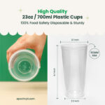 24oz | U Shape | Crystal Plastic Cup Hard | 90mm | 700 ml | 500 pcs - Image 4