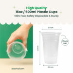 16oz | A-Shape | Clear | Soft PP Clear Plastic Cup | 95mm | 500ml | 1000 pcs - Image 4