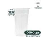 20oz | A-Shape | Clear |Soft PP Clear Plastic Cup | 95mm | 600ml | 1000 pcs