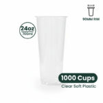 24oz | A-Shape | Clear |Soft PP Clear Plastic Cup | 90mm | 700ml | 1000 pcs