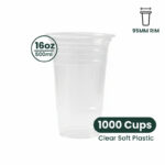 16oz | A-Shape | Clear | Soft PP Clear Plastic Cup | 95mm | 500ml | 1000 pcs
