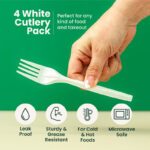 4-Pack White Wrapped Plastic Cutlery Set with Napkin | 250 Sets - Image 3